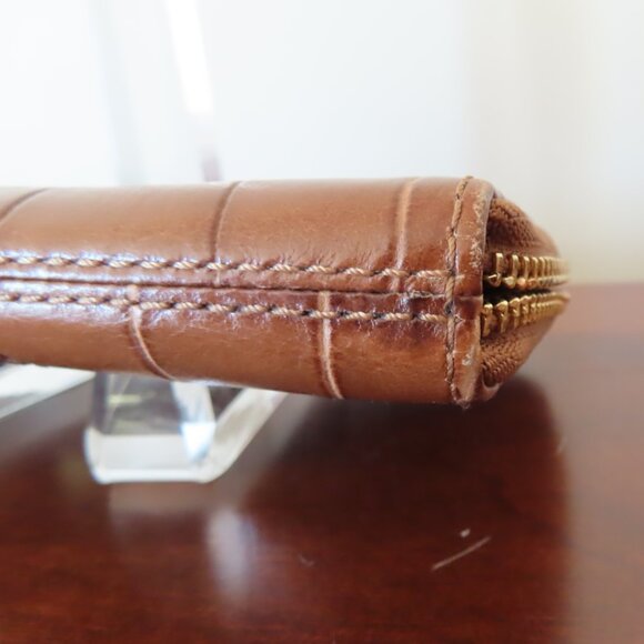 COACH Madison Accordion Zip Wallet Crocodile Embossed Leather Toffee EUC 44412 - Picture 4 of 7